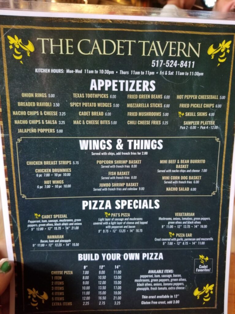 Cadet Tavern Menu 3